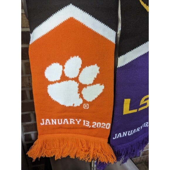 2020 Clemson Tigers Vs LSU Tigers National Championship Two Sided Knit Scarf A+ - Picture 3 of 11